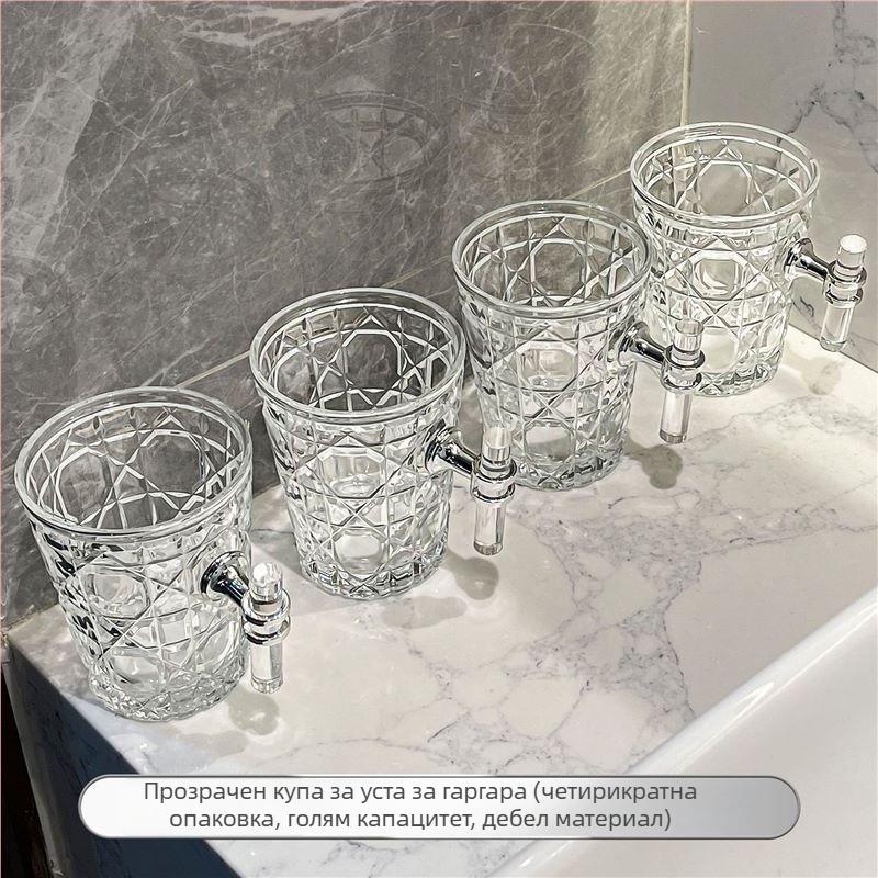 Стъклена чаша за уста и за четки за зъби, модерен минималистичен дизайн, цилиндрична форма, термоустойчива, еднослойна конструкция