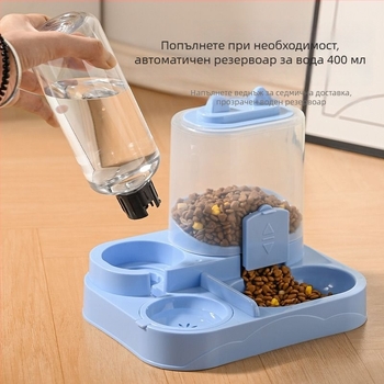 Котешка хранилка за вода с автоматично допълване и купичка – стъкло, аксесоари за хранене на домашни любимци, единичен комплект