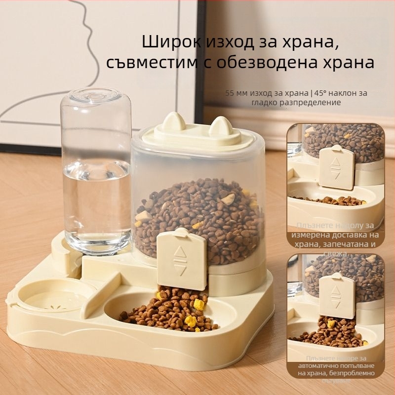 Котешка хранилка за вода с автоматично допълване и купичка – стъкло, аксесоари за хранене на домашни любимци, единичен комплект