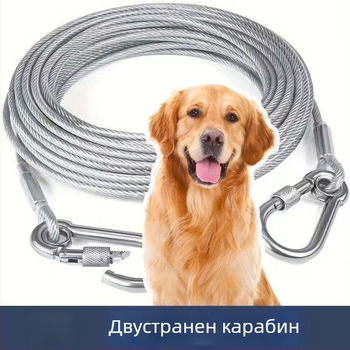 Каишка за кучета от стоманено въже, устойчива на ухапвания, за големи кучета