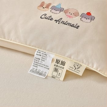 Детска възглавница от 100% памук, правоъгълна форма, пълнеж и корпус от памук, за деца под 6 години, миеща се