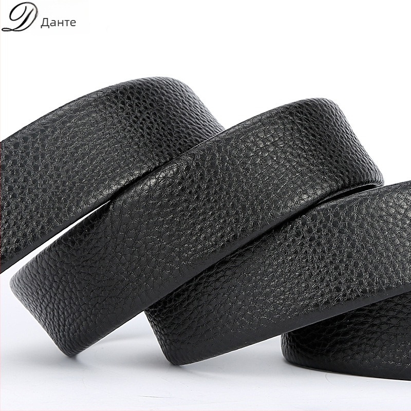 Мъжки колан от естествена кожа, двуслоен кожен материал, текстура Личи лента, електроплатинен финиш