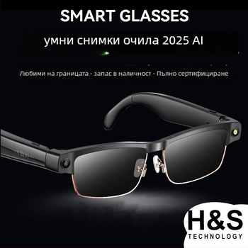 L802 Смарт очила с AI камера, 8MP, 4GB памет, 270mAh батерия, Bluetooth разговори и музика, анти-синя светлина