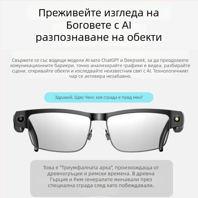 L802 Смарт очила с AI камера, 8MP, 4GB памет, 270mAh батерия, Bluetooth разговори и музика, анти-синя светлина