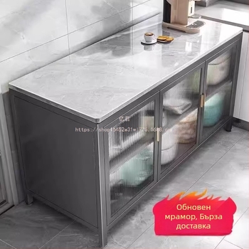 Yijun Многофункционален шкаф за кухня от карбонова стомана, самостоятелно стоящ, с рафт за микровълнова печка