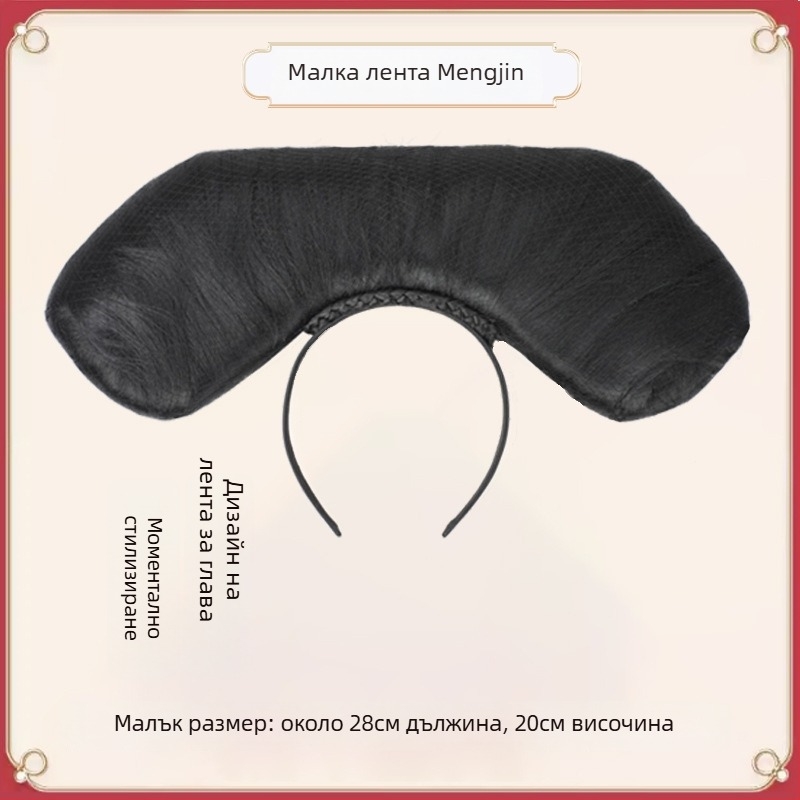 Парик в стил Цинската динагстия за дворцов образ, модел Gege flag head, материал: високотемпературна тел, дължина: къс, стил: луксозен и елегантен.