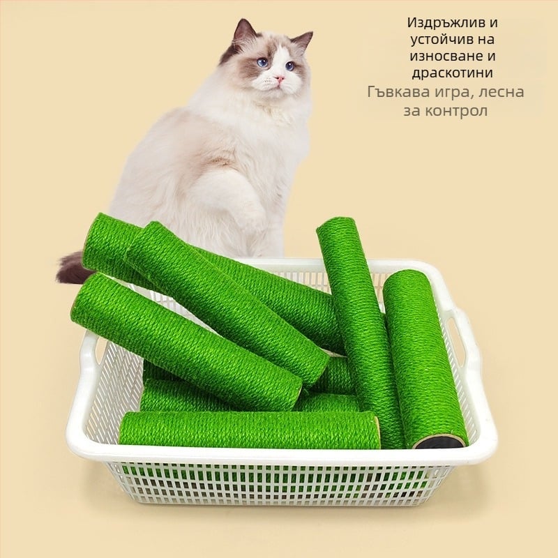 Пилон за котешко катерене – тръба от крафт хартия и конопено въже, прост стил, марка Meow Meaning