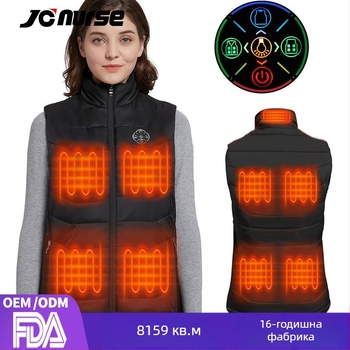 Кардиган-стил електрически отоплявана жилетка с постоянна температура – Унисекс, зимно/есен, пълнеж памук, подплата полиестер