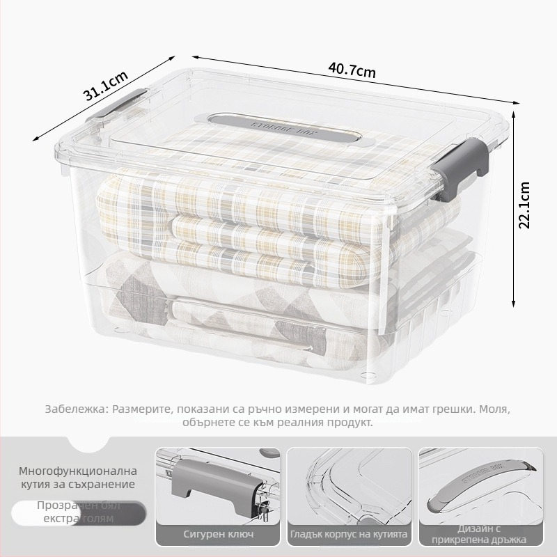 Прозрачна PP кутия за съхранение, ръчна дръжка, щракване при затваряне, модели JLSD01/02/03/04