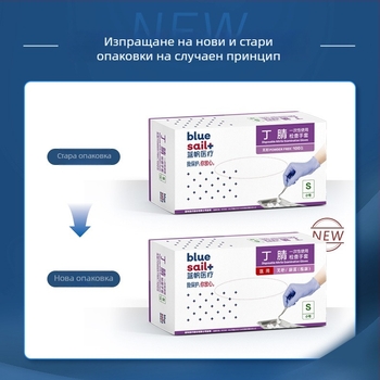 Еднократни нитрилни медицински ръкавици Blue Sail – защита, домашна инспекция и почистване (материал: нитрил; клас: медицински)