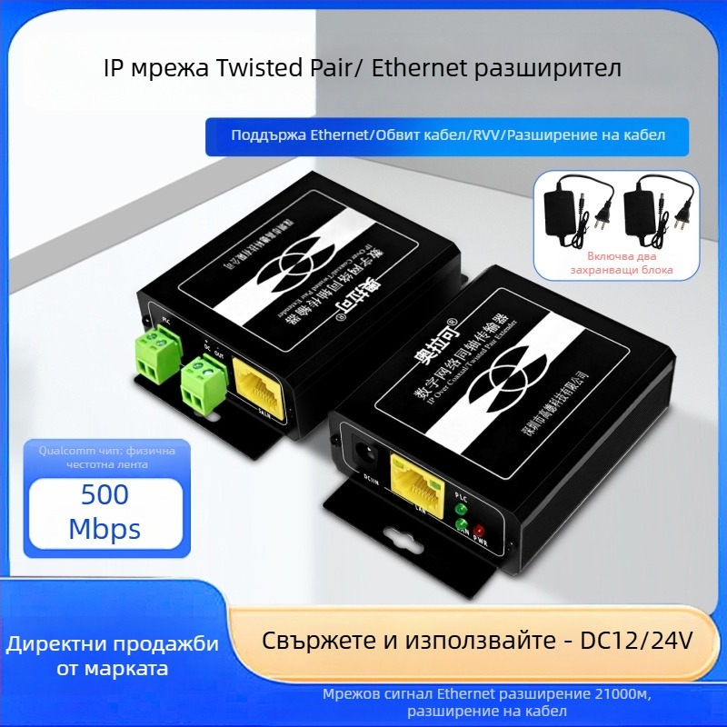 Видео конвертор — коаксиален предавател/разширител за лифтов PLC мрежа, 720p, Без отдалечено събуждане, Без управление на захранването, модел 705