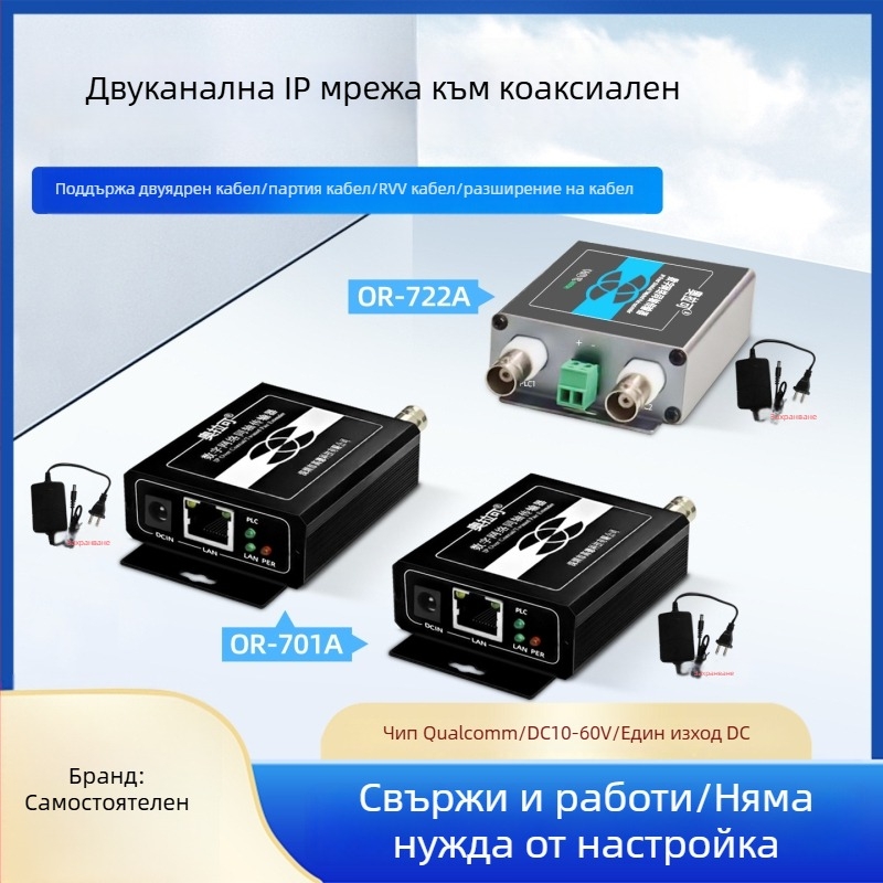 Видео конвертор — коаксиален предавател/разширител за лифтов PLC мрежа, 720p, Без отдалечено събуждане, Без управление на захранването, модел 705