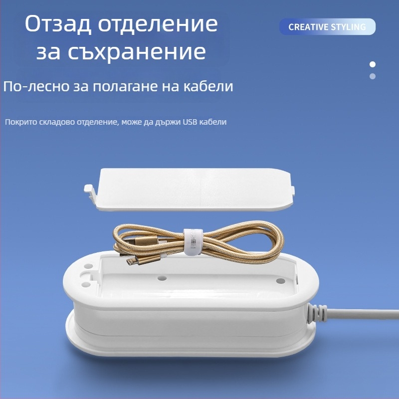 Пътуващ разклонител с USB зареждане, нощна лампа и навиване на кабела; напрежение 110-250V, мощност до 2500W, меден проводник, корпус PP, CCC сертифициран
