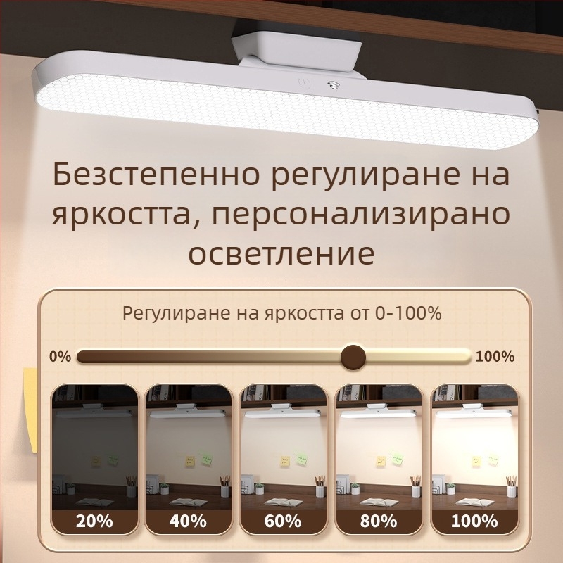 Лампа за бюро с защита на очите за ученици, акрилна нощна светлина, презареждаема, с докосване, CRI ≥90