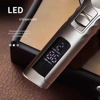 Професионална машинка за подстригване с безчетков двигател, керамична режеща част, вградена батерия, 1–3 ч работа, подвижна и миеща се глава на ножа