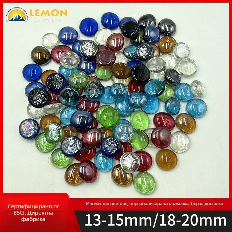 Плоски стъклени мъниста, смесени цветове, стъкло сода-лайм, отливка, цветно покритие, за декорация на печки и аквариуми