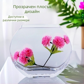 Ваза – Прозрачна плоска стъклена ваза за мини пейзаж и пясъчна живопис – Материал: обикновено стъкло; Марка: BBGLASS; Опаковка: картон; Експониране: поставяне на маса
