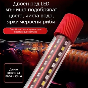 Аквариумна лампа за водни растения — водоустойчива, с автоматична промяна на цвета и усилване на яркостта