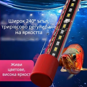 Аквариумна лампа за водни растения — водоустойчива, с автоматична промяна на цвета и усилване на яркостта