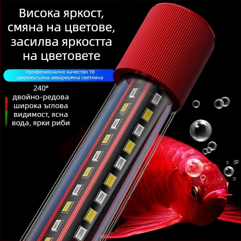 Аквариумно подводно осветление, водоустойчиво, енергоспестяващо, RGB триецветно, 8 LED лампи