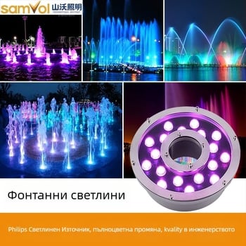 SV-PQ Подводна LED светлина за басейн, 24V, IP68, алуминиев корпус, 6 светодиоди