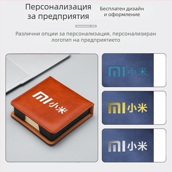 Post-it кутия за бележки — PU кожа и акрил, форма на хартиено блокче, офисен настолен органайзер Zhuorui