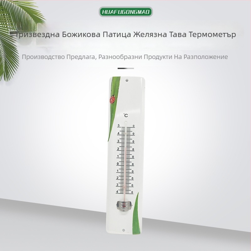 Термометър с дизайн калинка върху желязна плоча (Материал: ABS; Произход: Нингбо, Zhejiang; Категория: термометър; Функция: измерване на температурата)