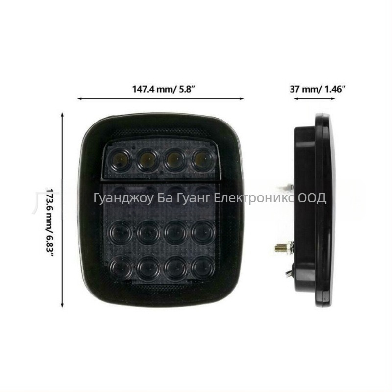 LED zадна светлина за Jeep Wrangler, модел W006, корпус от леен алуминий, живот на светлината 50000 ч