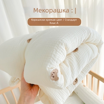 Бебешко одеяло от чист памук, пълнеж от коприна нишки, бродирано, подходящо за деца до 14 години.