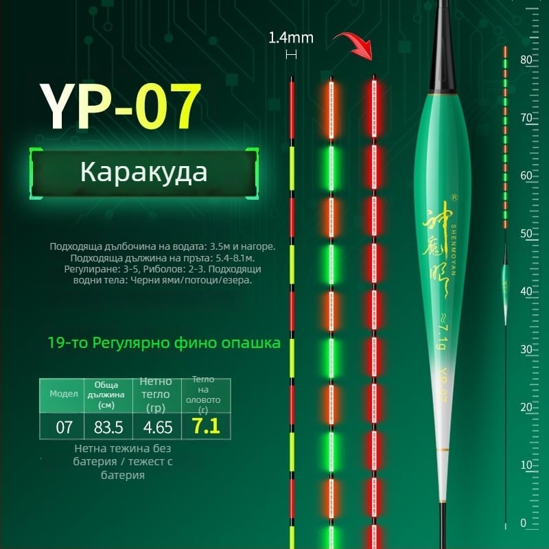 Риболовен поплавък със светещо тяло, двойно използване, анти вятър и анти вълни, дебела опашка • Материал: композитен материал • Марка: Default Item