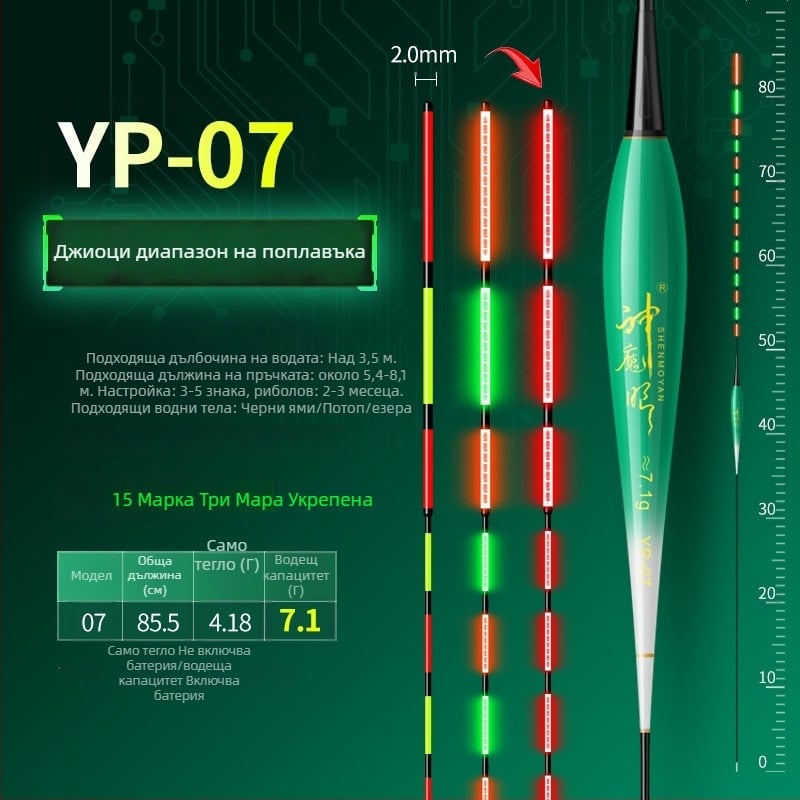 Риболовен поплавък със светещо тяло, двойно използване, анти вятър и анти вълни, дебела опашка • Материал: композитен материал • Марка: Default Item