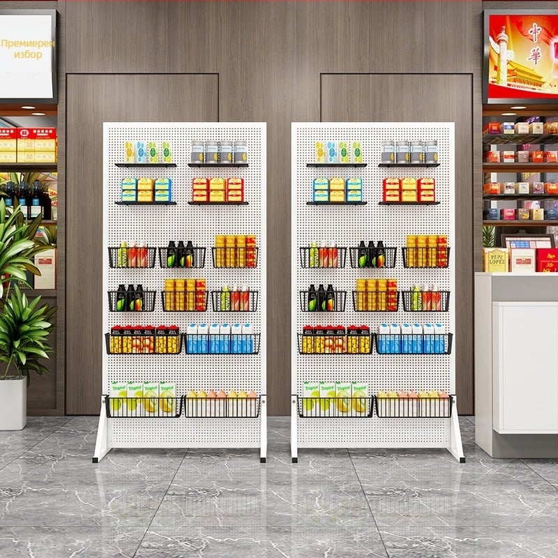 Метална перфорирана дъска на колела за показване на бижута, с окачващи рафтове, 5‑етажна стойка за съхранение (без пробиване)