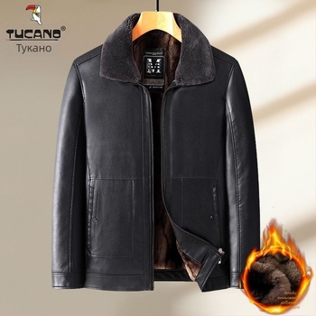 Мъжко кожено яке, естествена кожа, овча кожа, лацкан, цип