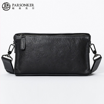 Мъжка чанта през рамо от естествена кожа, първи слой телешка кожа, урбанистичен стил, издръжлива, съвместима с 8-инчов лаптоп