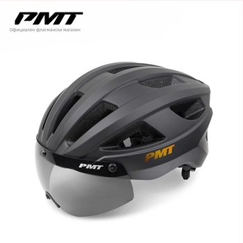 Велосипедна каска — монолитна конструкция, с предпазни очила, EPS материал, унисекс, половин каска за велосипед