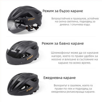 Велосипедна каска — монолитна конструкция, с предпазни очила, EPS материал, унисекс, половин каска за велосипед