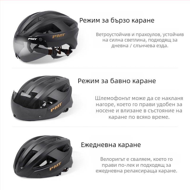 Велосипедна каска — монолитна конструкция, с предпазни очила, EPS материал, унисекс, половин каска за велосипед