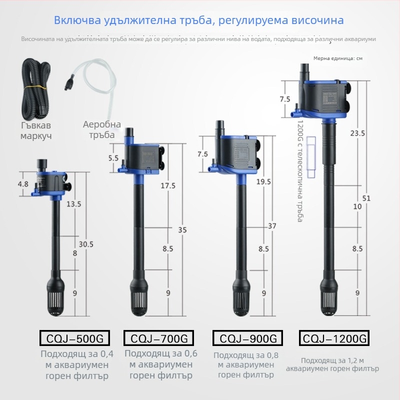 Аквариумна подводна помпа – многофункционална три в едно с филтрация, аериране и циркулация на водата