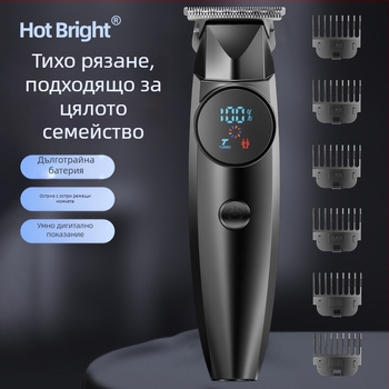 Електрическа подстригваща машинка за коса с цифров дисплей, презареждаща се вградена батерия 1200–2000 mAh, ножове от неръждаема стомана, четков мотор