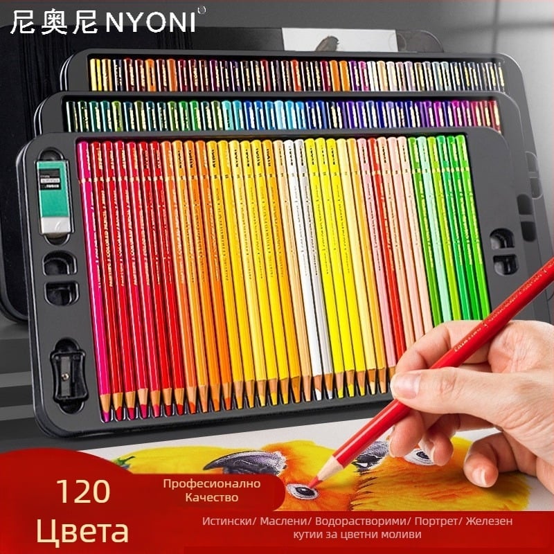 Neoni маслени моливи комплект, метална обвивка, HB грифел, основна опаковка, за рисуване и боядисване