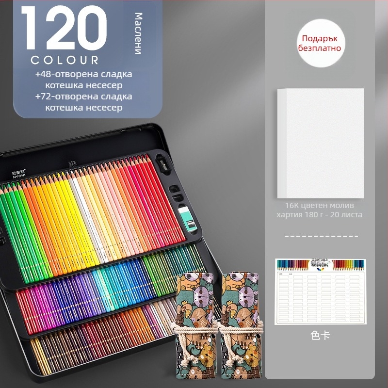 Neoni маслени моливи комплект, метална обвивка, HB грифел, основна опаковка, за рисуване и боядисване