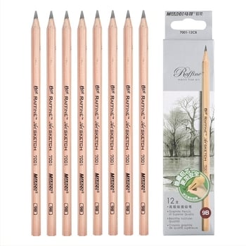 Marco 7001 професионален художествен комплект моливи — дървени моливи 2B и HB, графитни и въглен моливи, 12 бр. в кутия, 240 кутии в кашон