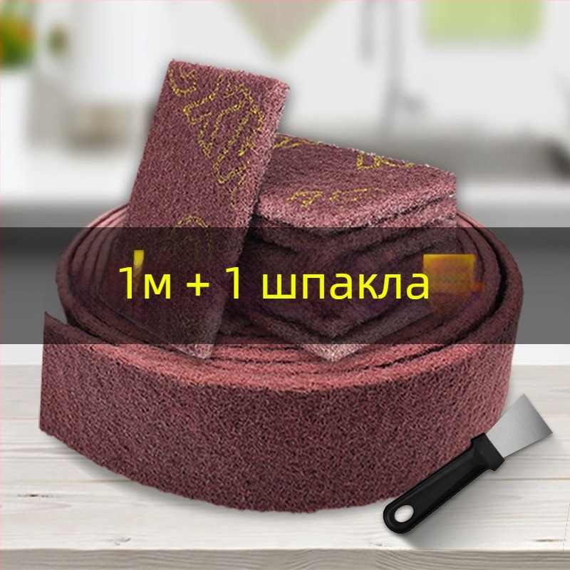 Абразивна гъба за съдове и тенджери, нейлонова основа, емъри абразивно покритие, корунд кафяви влакна