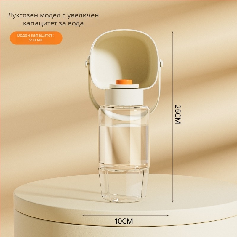 Всичко в едно: бутилка вода и храна за кучета и котки – преносима за спорт на открито, пластмасова, комплект от 5 бр., без внос