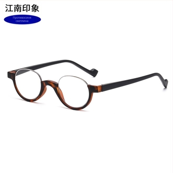 Очила за четене с анти-синя светлина, кръгла рамка, полурамка, лещи AC, рамка метал и PC