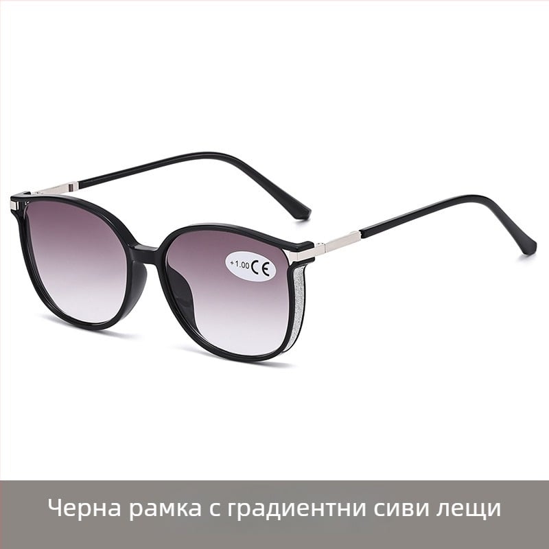 Прогресивни очила за четене с голяма кръгла PC рамка и лещи с UV защита.