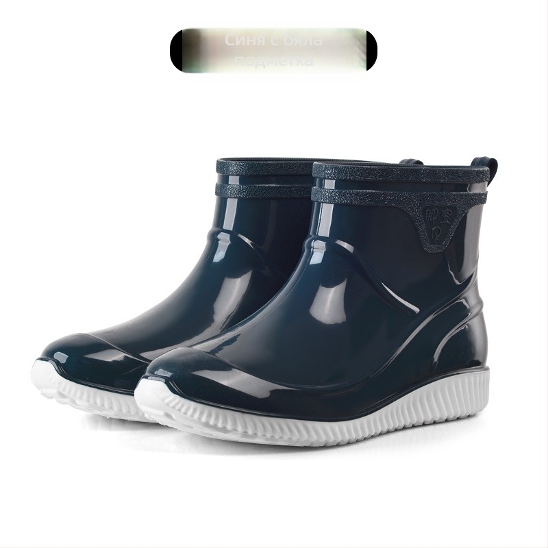 Мъжки дъждовни ботуши от пластмаса, водоустойчиви, антиплъзгащи, топли с изкуствена вълна, къс модел за четири сезона