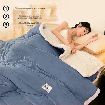 Дебело одеяло за диван от мляко‑велур, топло и приятно на кожата