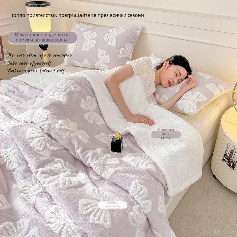 Одеяло от коралов флис с памук, 1000–1500 g, едноцветно с карикатурен мотив, подходящо за всички сезони