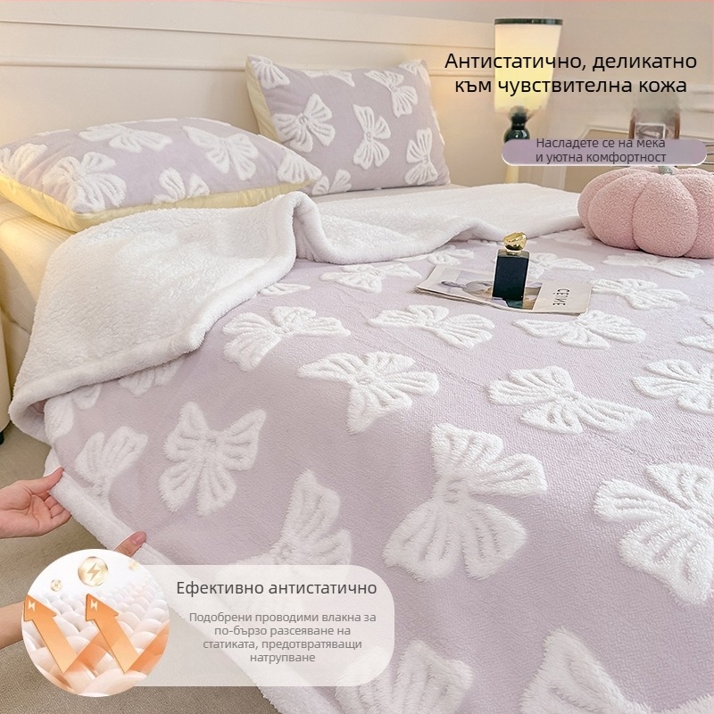 Одеяло от коралов флис с памук, 1000–1500 g, едноцветно с карикатурен мотив, подходящо за всички сезони